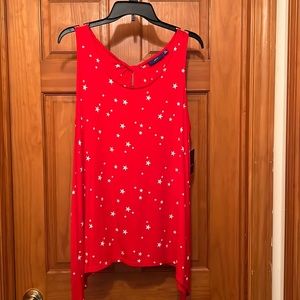 NWT APT.9 Red with White Stars Womens 2X Tank Top